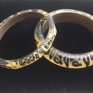 Joan Rivers Classics Collection Set of 2 Call of the Wild Lucite Bangles/NEW!